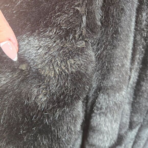 Vintage 50s 60s Luxurious Black XL Faux Fur Coat Mob Wife NEW With Flaws - Picture 8 of 12